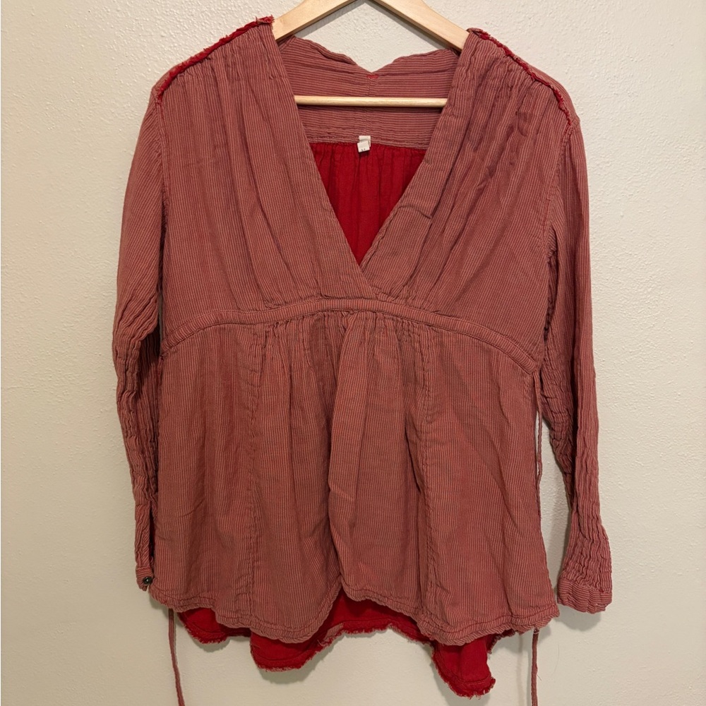 Free People V-Neck Blouse, Size S